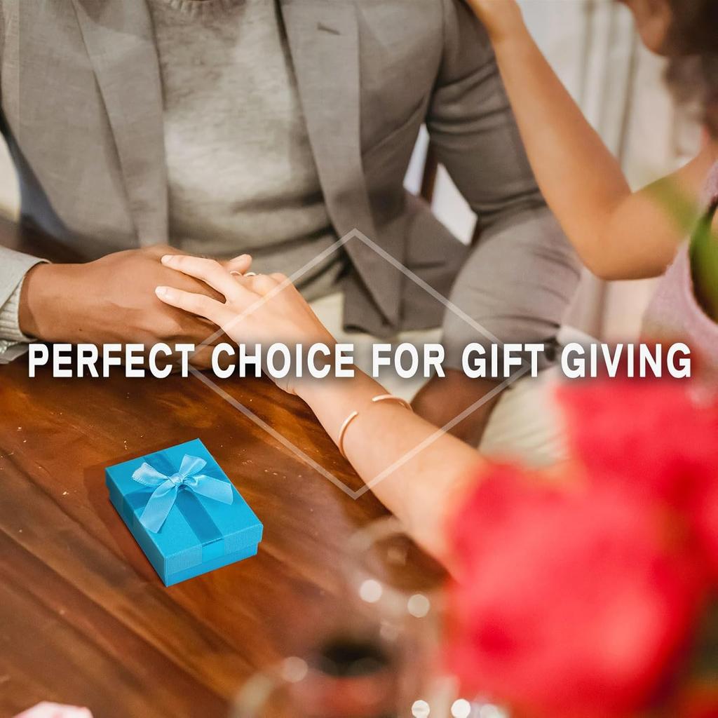 Craftdady 12 Pack Light Sky Blue Jewelry Boxes, Small Rectangle Paper Jewelry Present Boxes with Lids Bowknot Necklace Pendant Ring Earring Packing