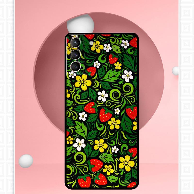 Khokhloma Russian Pattern Flower Case For Samsung Galaxy S22 S23 S24 Ultra Note 20 10 S8 S9 S10 Plus S21 S20 FE Soft Cover