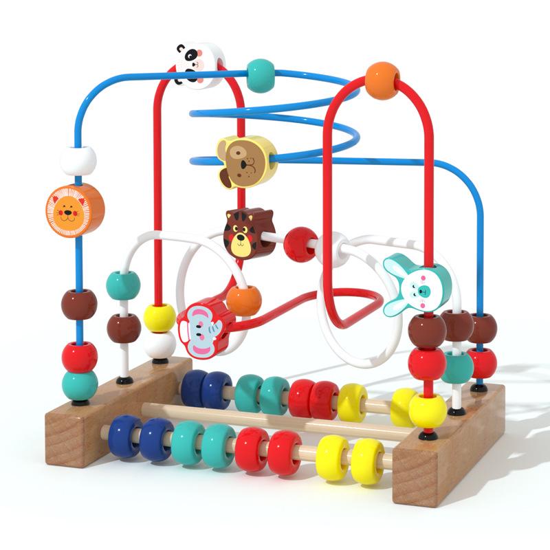 Multifunctional Bead Maze and Block Toy for Infants and Toddlers Ages 0-3 Years
