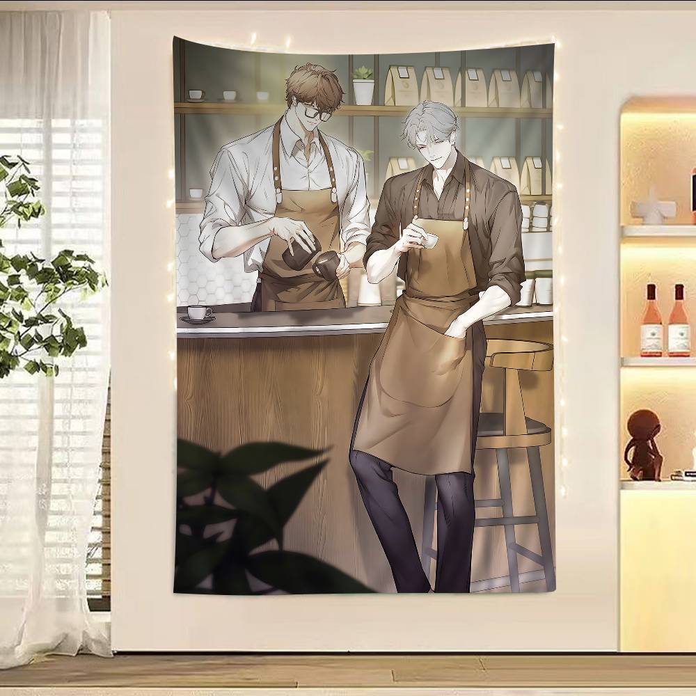 Nerd Project Manhwa Wall Tapestry Blond Glasses Character Magazine Cover Art Wall Hanging for BL Manhwa Fans Bedroom Decor