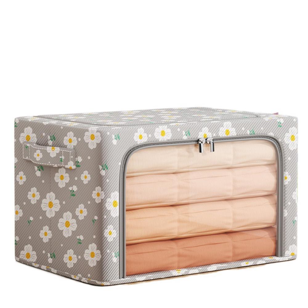 Large Capacity Oxford Fabric Storage Box Steel Frame Transparent Window Organizer Bin Foldable Waterproof S