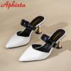 Aphixta Summer Pointed Toe 7cm Special Heel Slides Belt Buckle Woman Shoes Slides Sandals Classic Shoes Size 35-43