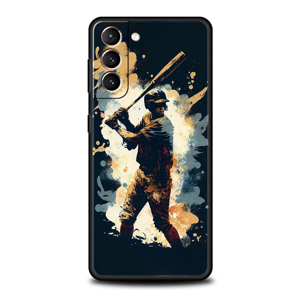 Soft TPU Phone Case For Samsung Galaxy S25 S24 S23 S22 S21 Ultra S20 FE 5G S10 S10E Plus Baseball Black Cover