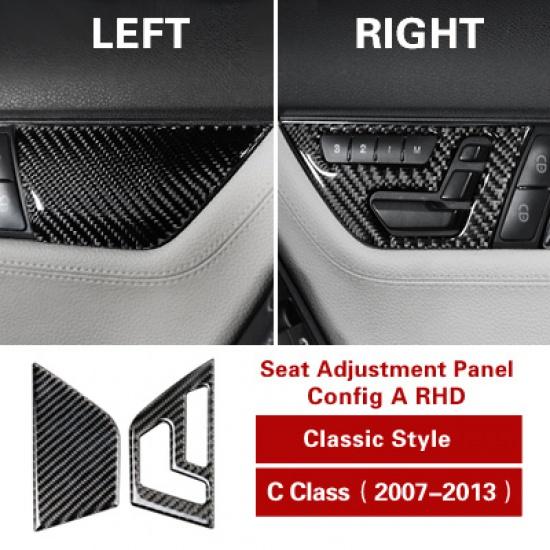 

Для Mercedes C Class W204 украшение интерьера, молдинг из углеродного волокна, кнопка регулировки сиденья, наклейки, автомобильная наклейка, отделка дверной панели Config a Rhd