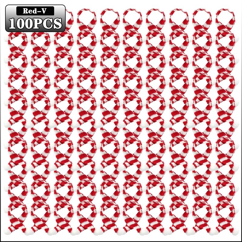 10-100PCS Mini Christmas Tree Ornaments Hats and Scarves Red Green Knit Yarn Pom Pom Holiday Hanging Decor Party Accessories