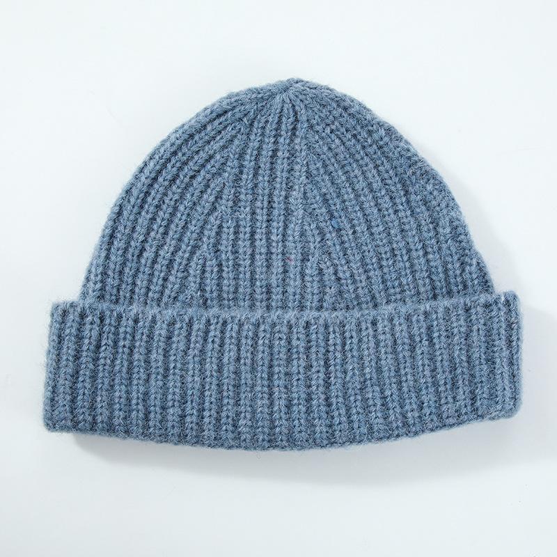 Outdoor Versatile Leisure Simple Solid Color Warm Including Wool Wool Knitted Hat Children Autumn and Winter Men's Cold Hat Tide