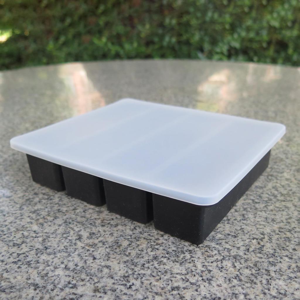 Silicone Butter Mold Tray with Lid, Rectangle Mold Tray for Butter, Pudding, Soap, Chocolate, Cheesecake, Ice Cube Bar (Black with transparent lid)