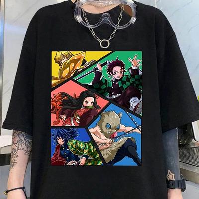 25 New Hot  Anime Kamado Tanjirou Kamado Nezuko Agatsuma Zenitsu Hashibira Inosuke Print Women Men Fashion Short Sleeve Tops
