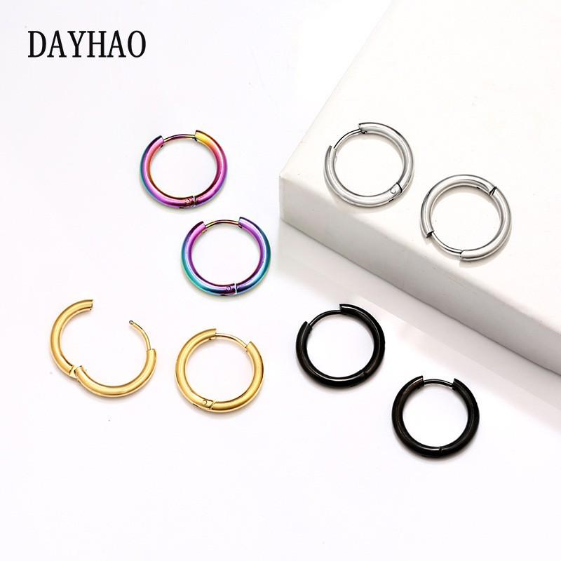 Stainless Steel Double-Sided Round Wire Earrings - European and American Fashion, Versatile and Simple Ins Style