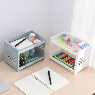 Desktop Rack Space-saving Double Layer PP Multi-function Cosmetic Storage Desktop Organizer Office Supplies for Bathroom