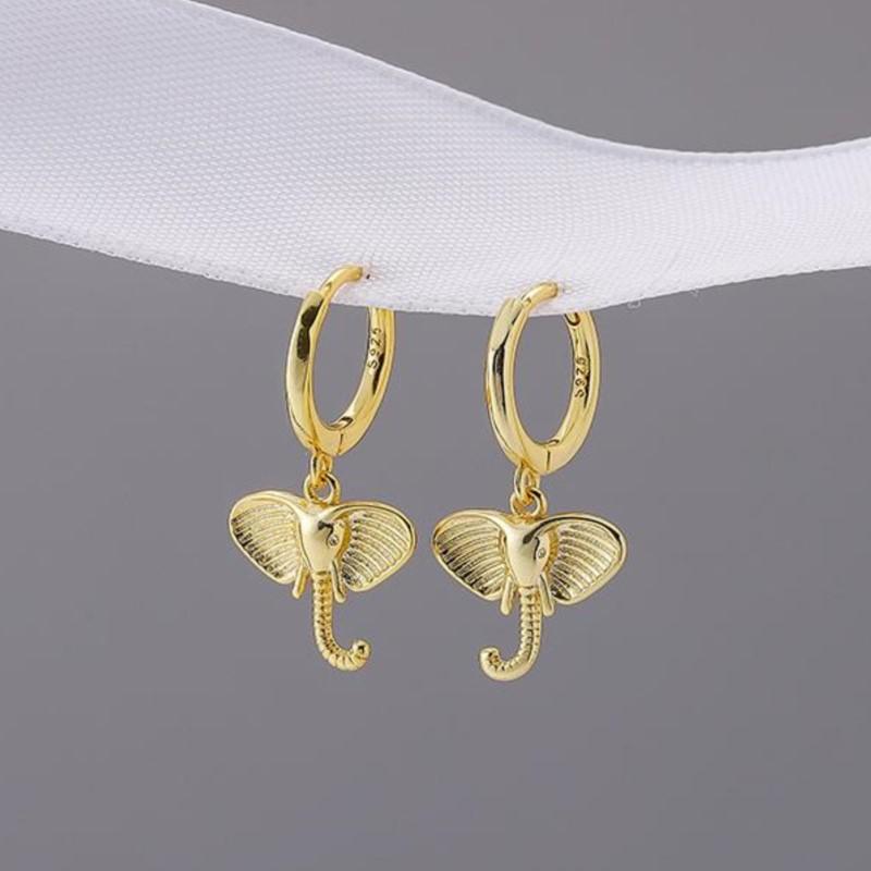 Elephant Hoop Earrings For Women Female Simple Cute Ethnic Style Jewelry Gifts