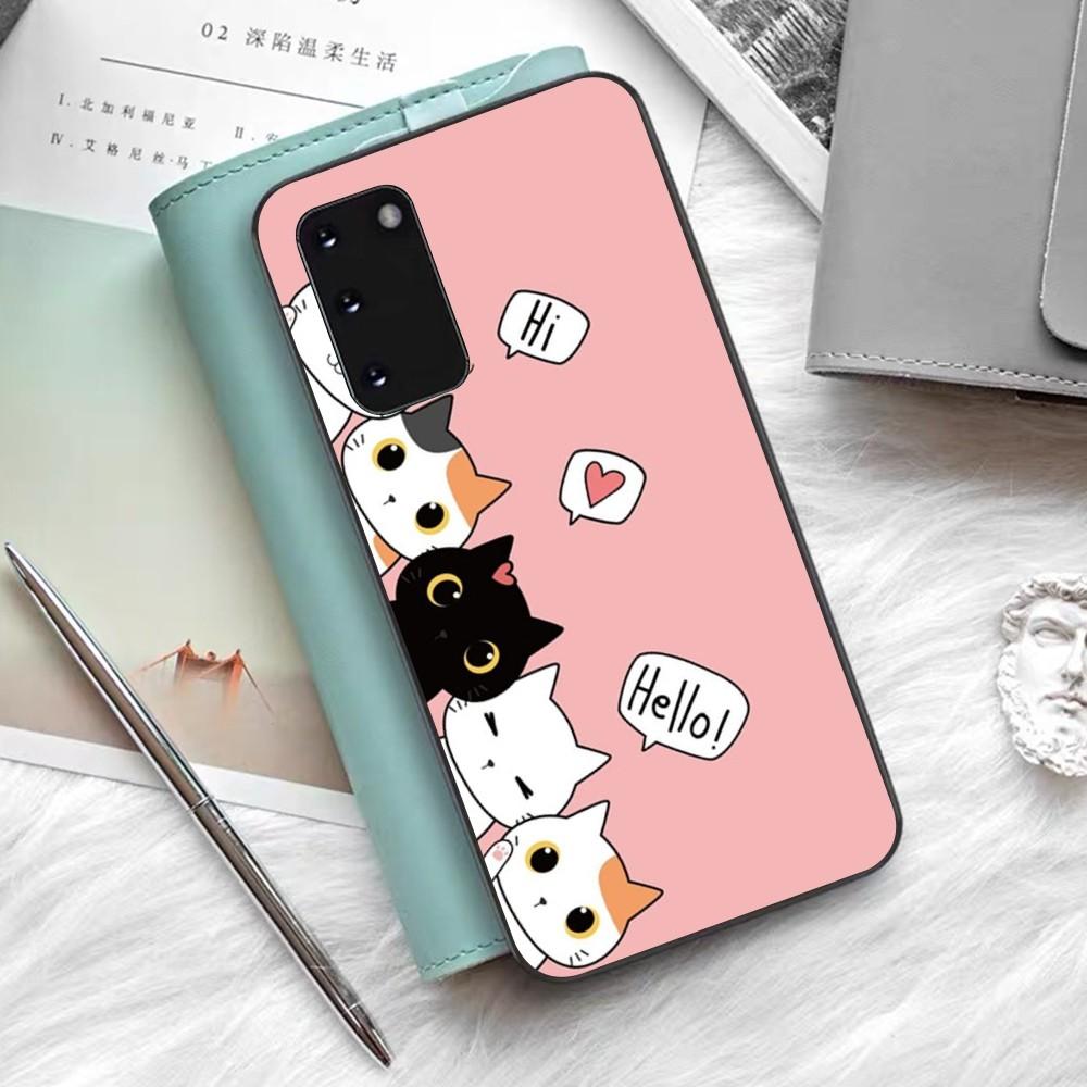 

Cartoon Cute Cats Background Phone Case Silicone PC+TPU For Samsung S10 20 30 22 23 24 Plus Lite Ultra Cover Samsung S24 Plus