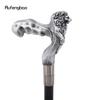 Silver Lion Head Resin Walking Cane Fashion Decorative Steel Stick Gentleman Lion Performance Stage Cane 93cm
