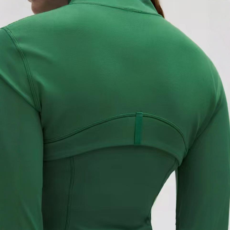 Damen 2.0 Stehkragen Goldener Reißverschluss Hohe Elastizität Laufjacke - Frühling/Sommer Langarm Yogaanzug.