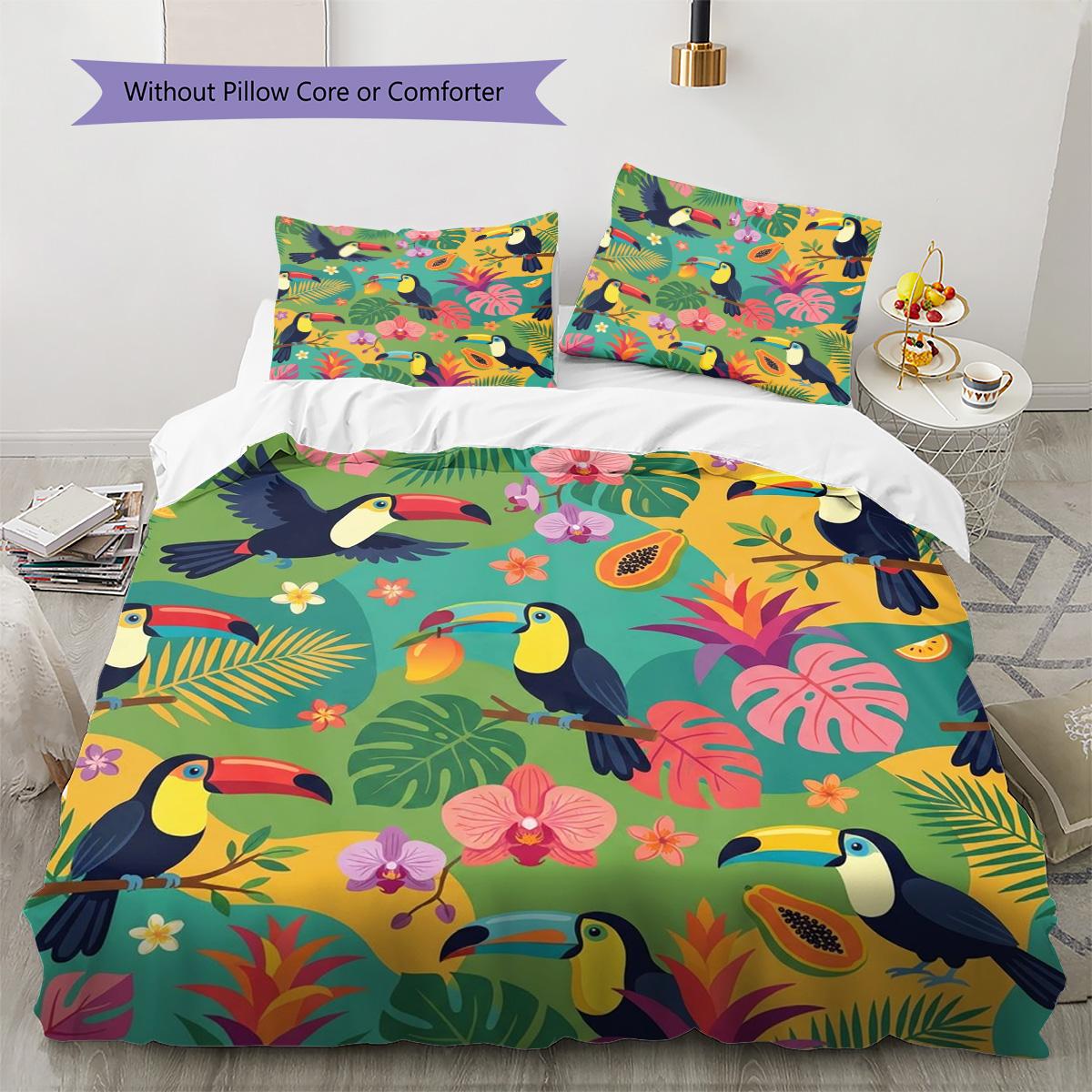 

Toucan Pattern Bedding Quilt Set Quilt Cover Pillowcase Home Decoration Birthday Gift (1 * duvet cover + 2 * pillowcase, without core) 135x200cm