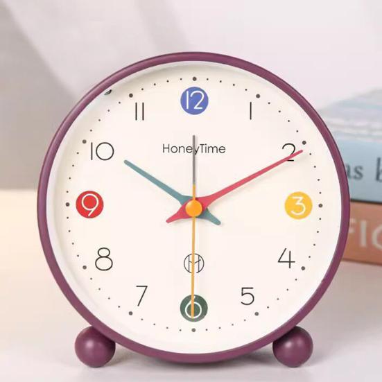 Analog Alarm Clock with Night Light Non-Ticking Silent Battery Operated Bedroom Desktop Digital Quartz Clock Children Students Birthday Gift