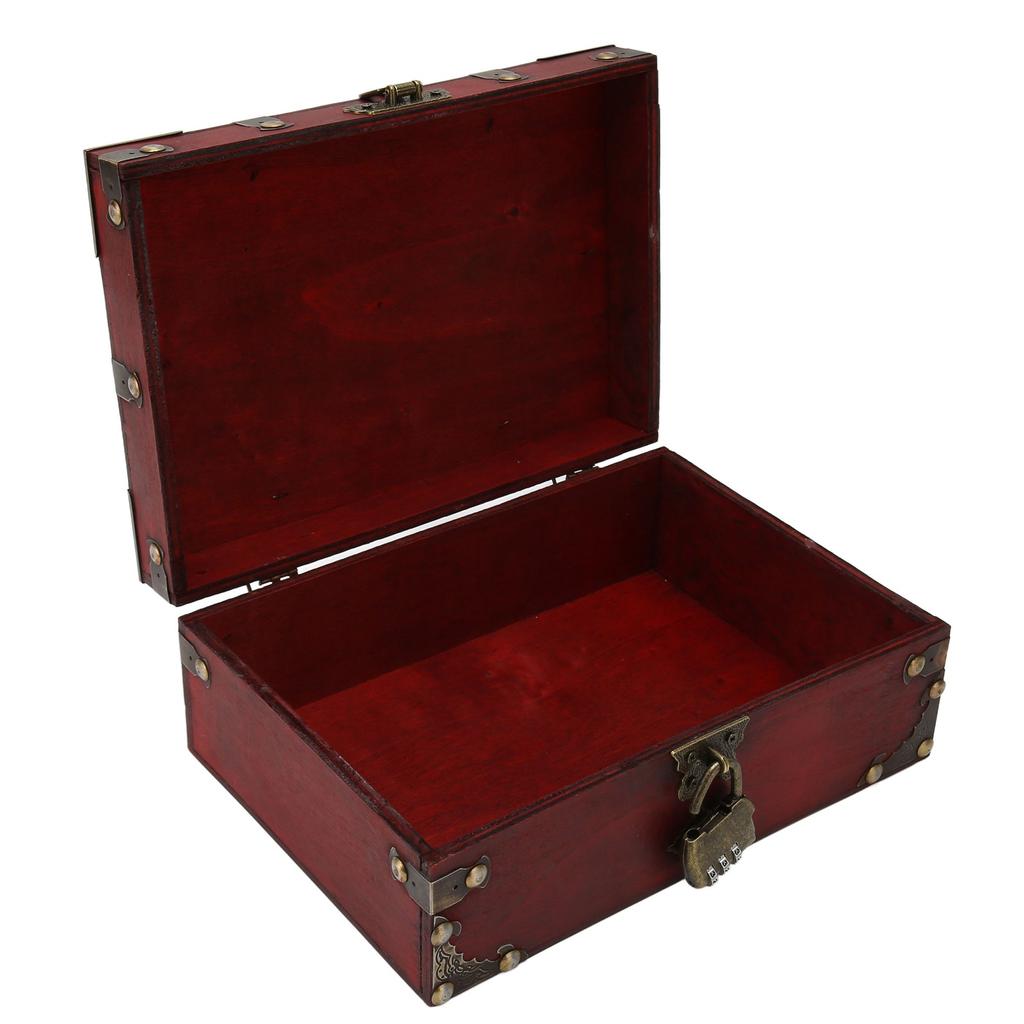 Wooden Jewelry Box Retro Large Capacity Durable Wood Multi Purpose Large Jewelry Box with Lock for