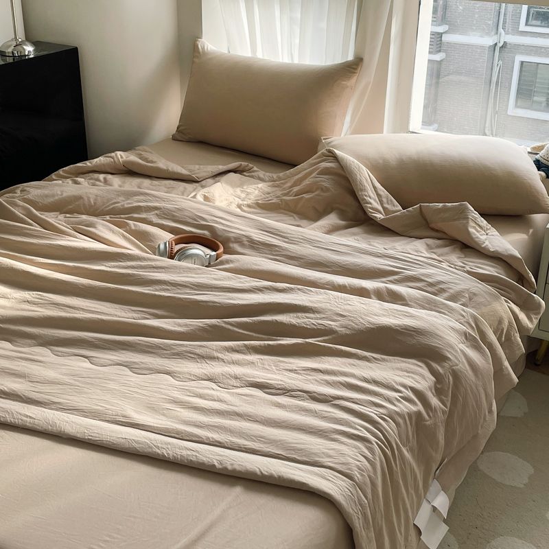 Mild Melkete Farge Lett Klimateppe Vaskbart Bomull Sommerkjølig Dyne Maskinvaskbart Tynt Sengeteppe for Sommer