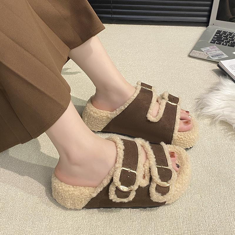 Dicksohlige Temperament Mao Mao Schuhe Damen 2025 neue Herbstmode vielseitige Oberbekleidungsschuhe Ein-Fuß-Faulenzer-Slipper