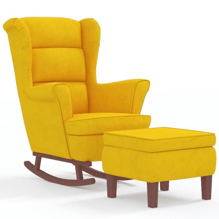 VidaXL Chaise à Bascule avec Pieds en Bois et Tabouret Fauteuil de Salon Relaxation Meuble de Salle de Séjour Chambre 3121237