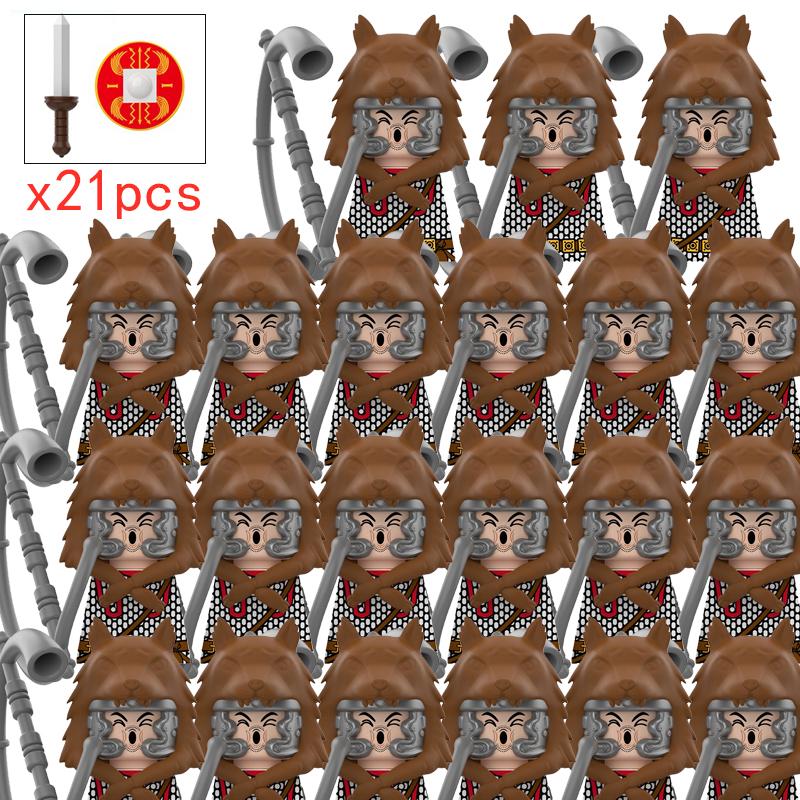 MOC Medieval Roman Soldiers Building Blocks Skutatoi Centurion Signifer Castle Figures Bricks Toys for Kids Gifts