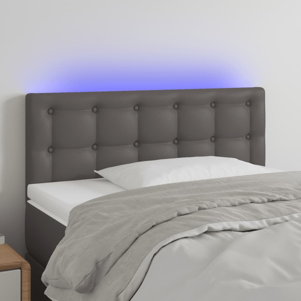 Vidaxl Zagłówek Do Łóżka Z Led, Szary, 100X5X78/88 Cm, Sztuczna Skóra