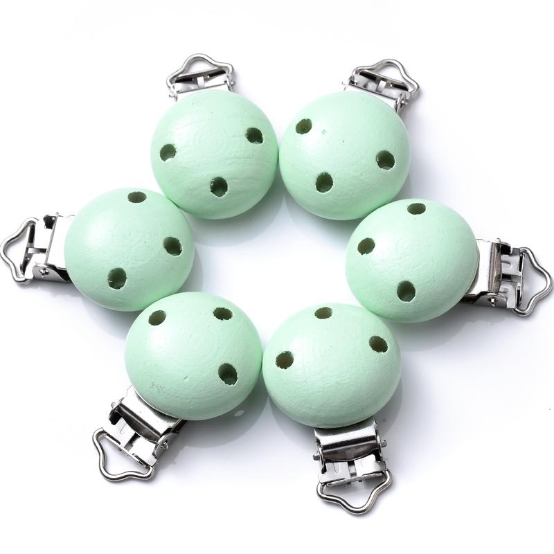 10Pcs 30mm Baby Wooden Pacifier Clips Round Wood Clip for Baby Pacifier Log Nipple Chain Holder Accessories BPA Free