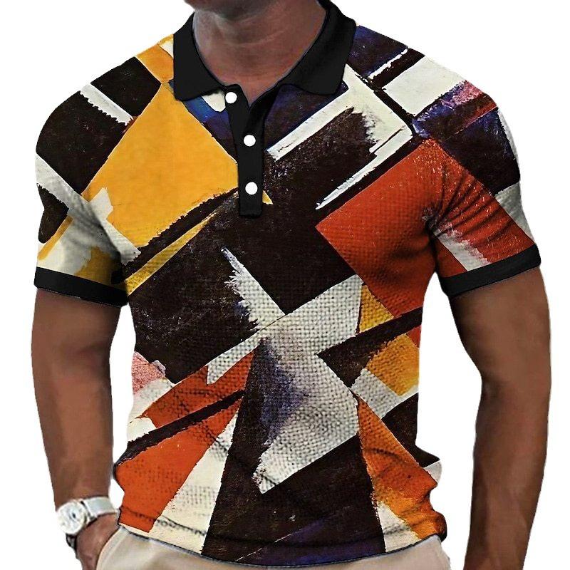 Men Polo Shirt Short Sleeve 3d Print Tops Fashion Polyester Breathable Comfortable Polos Shirts