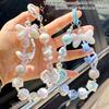 Painted Beads Phone Chain Sweet Girl Bowknot Keychain Anti-Lost Wrist Strap Bag Decor Earphone Case Pendant