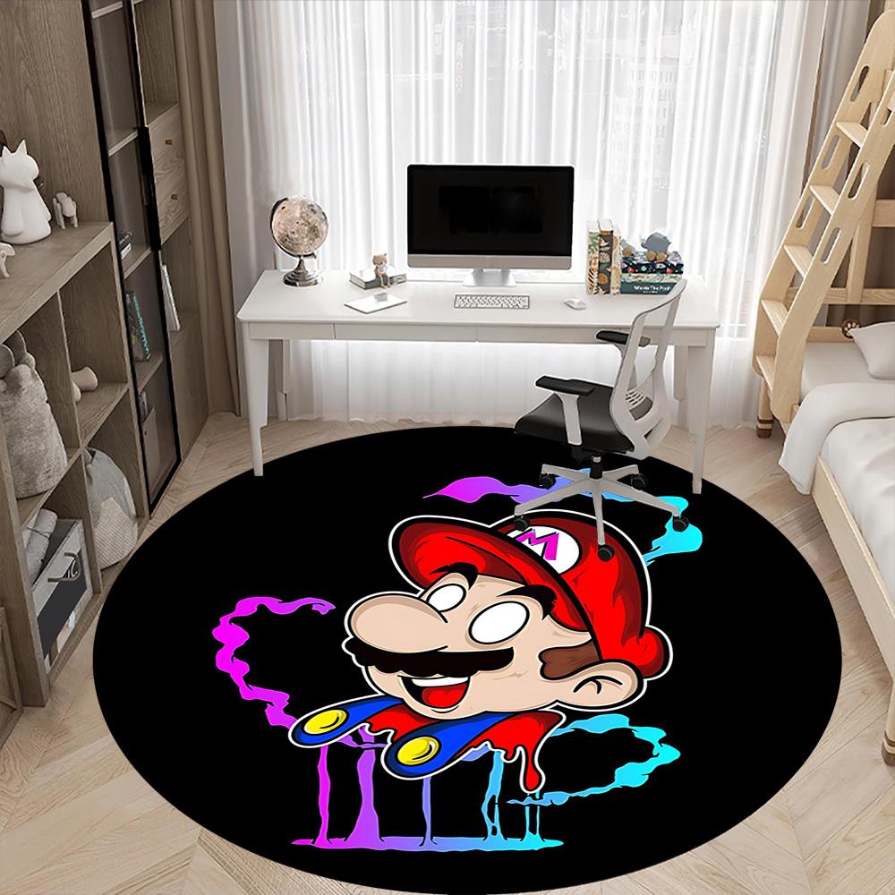 1pc Mario Melting Office Round Area Rug, Under Office Chairs Bedroom Living Room Home Decor  a1022258