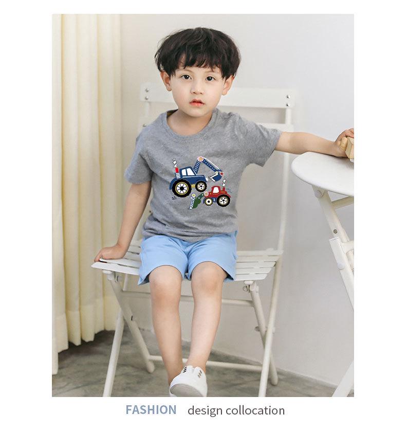 New Boys' Pure Cotton Short-Sleeve Printed T-Shirt - Round Neck Summer Top