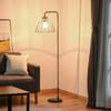 Floor Lamp Elegant Design Metal Standing Lamp with Rattan Decoration Ideal for Home Office Restaurant and Café 44 x 34 x 154 cm Black