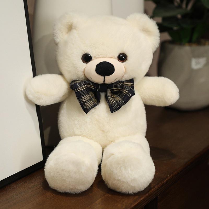 Niedlicher Plüsch-Teddybär mit Fliege, Teddybär-Puppe, Plüsch-Teddybär, Kuschelbär-Puppe, Beruhigende Muppet-Puppe für Kinder