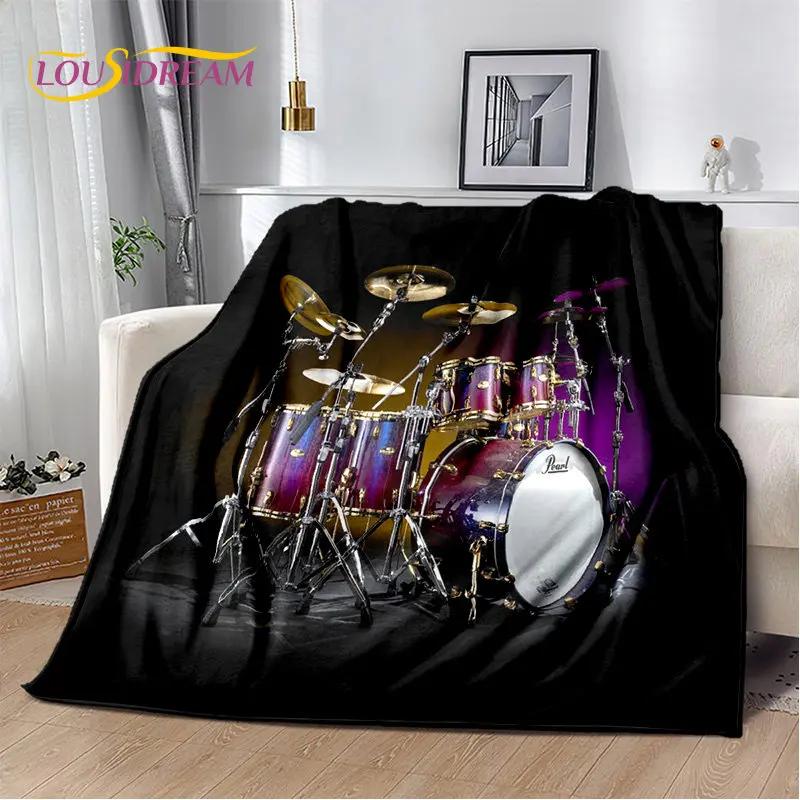 Kit de tambor musical, conjunto de instrumentos, cobertor de pelúcia macio, cobertor de flanela, cobertor para sala de estar, quarto, cama, sofá, piquenique, criança