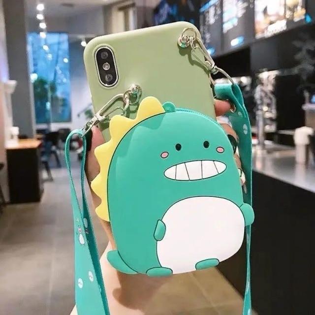 Cartoon Animal Coin Wallet Bag Case for iPhone 13 12 11 Pro Max X