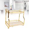 Iron Standing Rack White and Gold Organizer Shelf  Living Room Bedroom Kitchen Bathroom