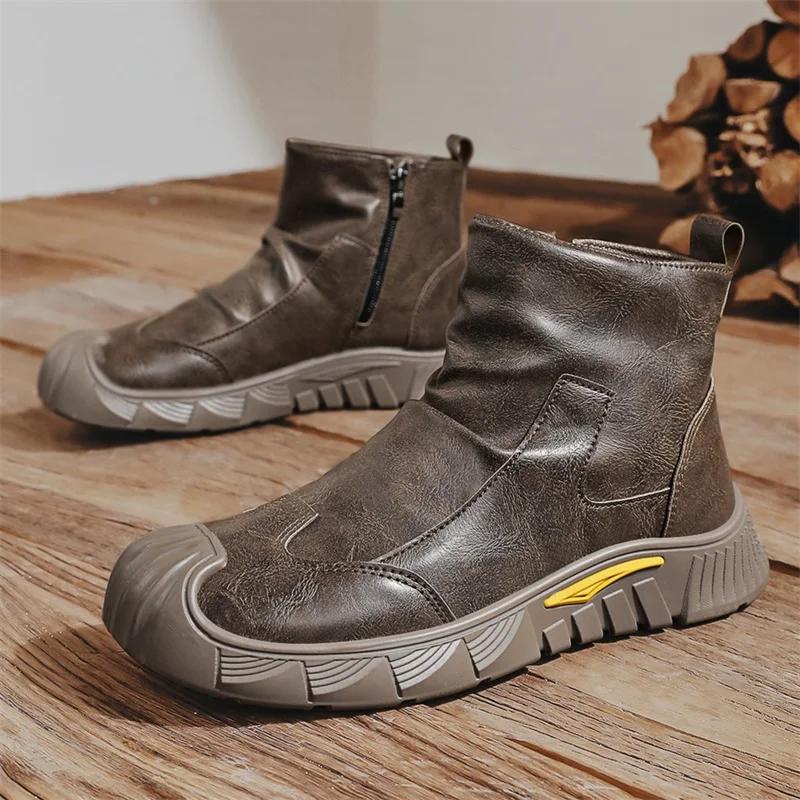 Men Boots Shoes Casual Shoes Classics Ankle Boots High Slip on Office Ventilate Versatile Motorcycle Boots Men Casual Sneakers