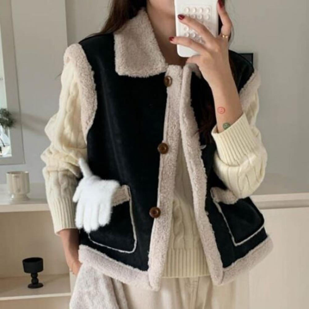 Navava Men Vintage Furry Collar Vest Nc283