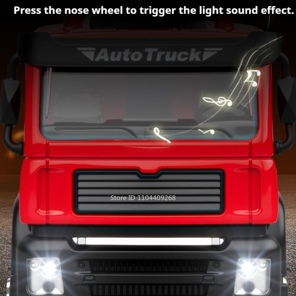 1:50 Smoke Exhaust Fire Truck Water Sprinkler Car Model Toy Pull Back Door Opened Spray Engineering Vehicles Metal Cars Presents