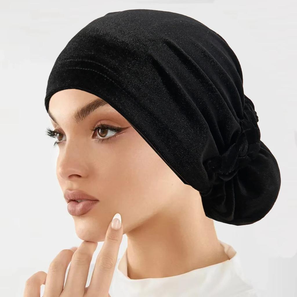 Soft Elastic Velvet Instant Turban Inner Hijabs Caps Hat Muslim Fashion Women's Headscarf Solid Color Women Hijab Bonnet