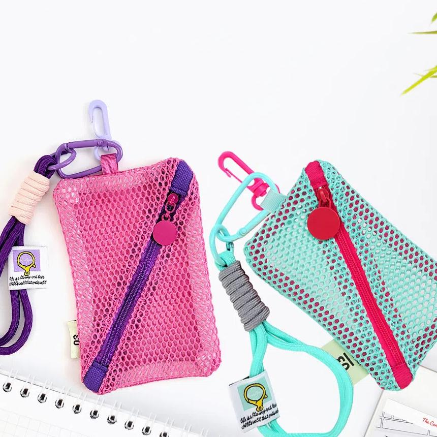 Small Capacity Square Mesh Storage Pouch Portable Clear Mesh Bag Creative Change Storage Bag  Men
