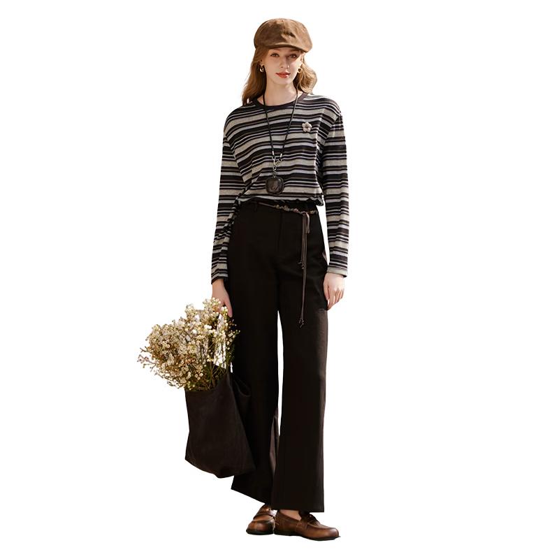 Xiangying Women s Coffee Denim High-Waist Wide-Leg Jeans M