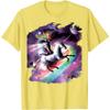 Space Cat Riding Unicorn Graphic Print Mens Cotton Casual Crewneck Tshirt