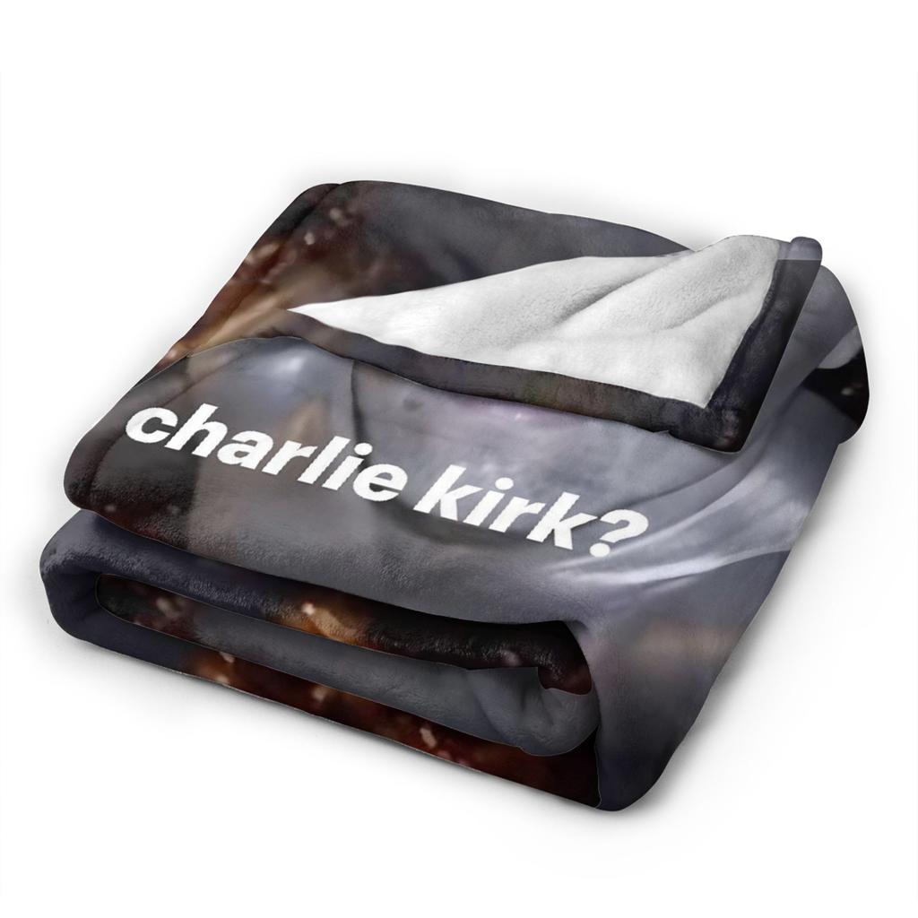 Warm Blanket Decorative Charlie Kirk Red Tung Brainrot Throw Blanket Flannel Bedspread For Living Room Fluffy Sofa Bed Cover