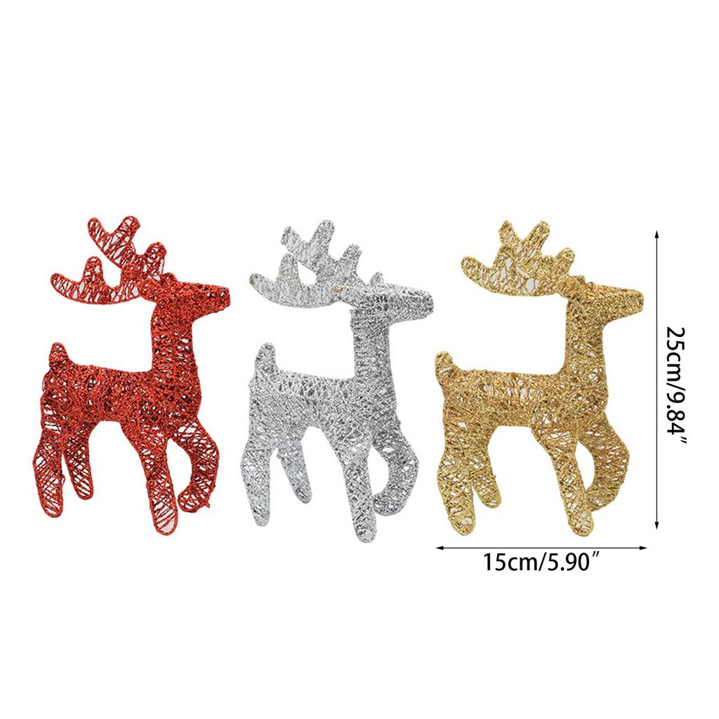 Metal Rattan Reindeer Ornament Xmas Tree Scene Decor Props for Outdoor Craft