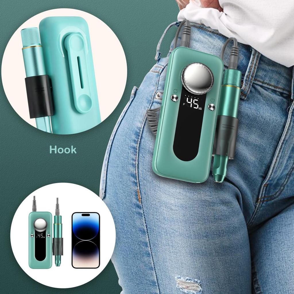 Professional Electric Nail Drill, 45000 RPM Acrylic Nail Tools Nail Drill Set, Rechargeable Portable Nail File, Women Manicure Pedicure Set