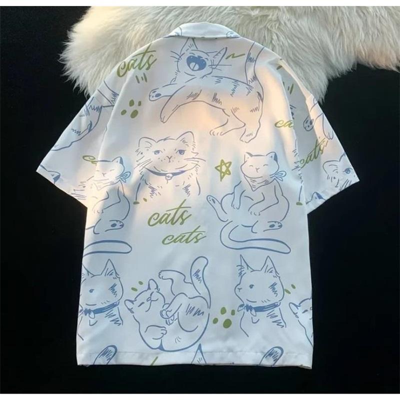 Camicia da donna stampata - design alla moda con bottoni - camicia casual larga
