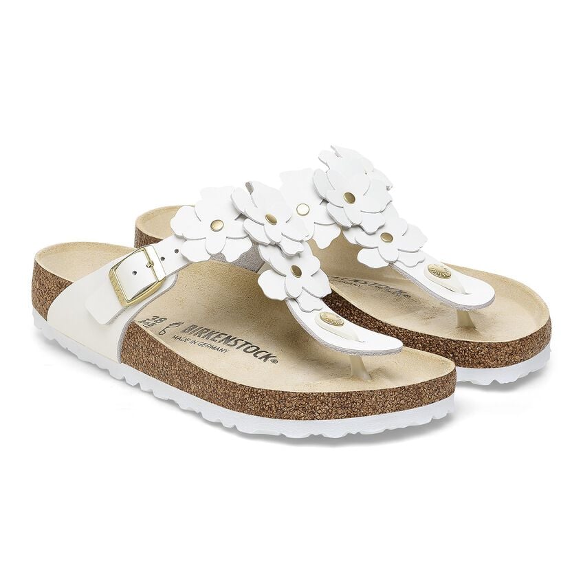 Birkenstock Gizeh Flower EVA Abrasion Resistant Abrasion Resistant Flip Flops Women's White Narrow 1026735