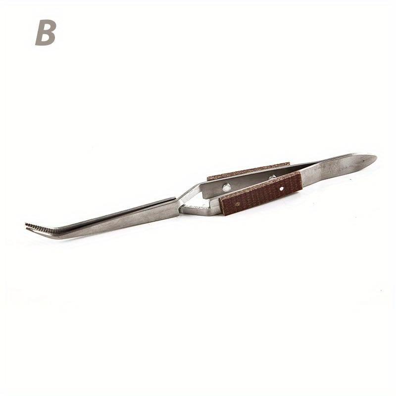 2pcs/set Stainless Steel Cross Locking Lock Tweezer Self Closing Jewelry Soldering Craft Repair Tool Insulated Tweezer Straight Elbow Tip