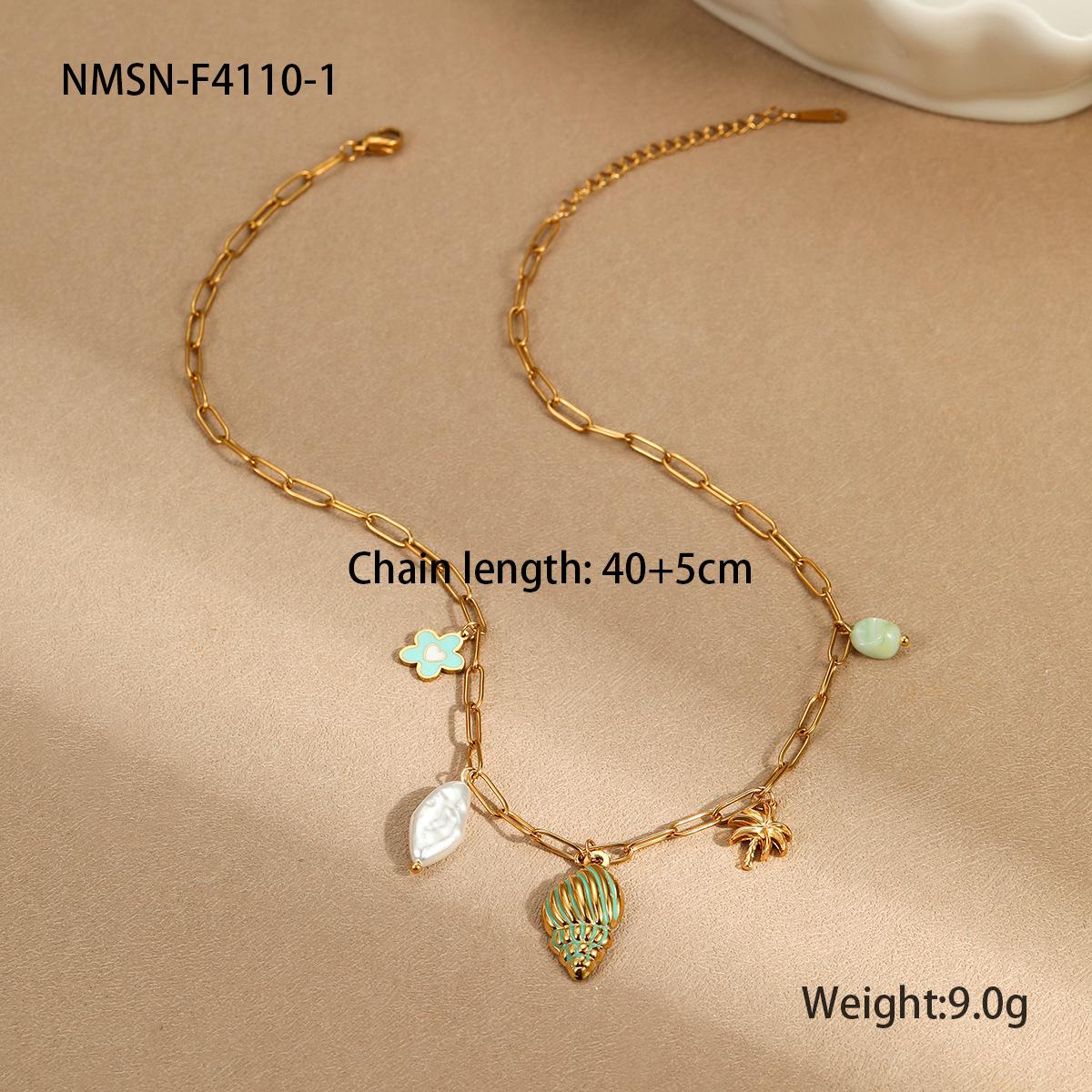 GEMCHIC Women s Summer Ocean Beach Style Conch Shell & Starfish Pendant Necklace Gold Plated Stainless Steel Vacation Jewelry 18K